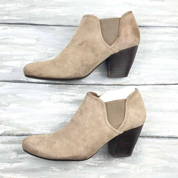 Vaneli Suede Leather Booties “Jody” Truffle Suede Boots Taupe Beige Ankle Boot 9 - Picture 12 of 16